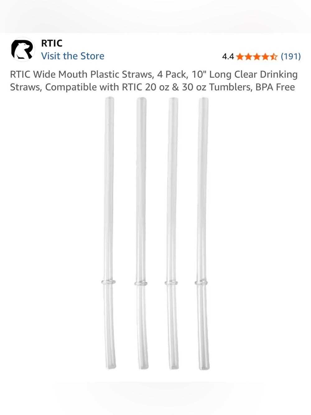 Clear Wide Mouth Plastic Straws - 4 Pack